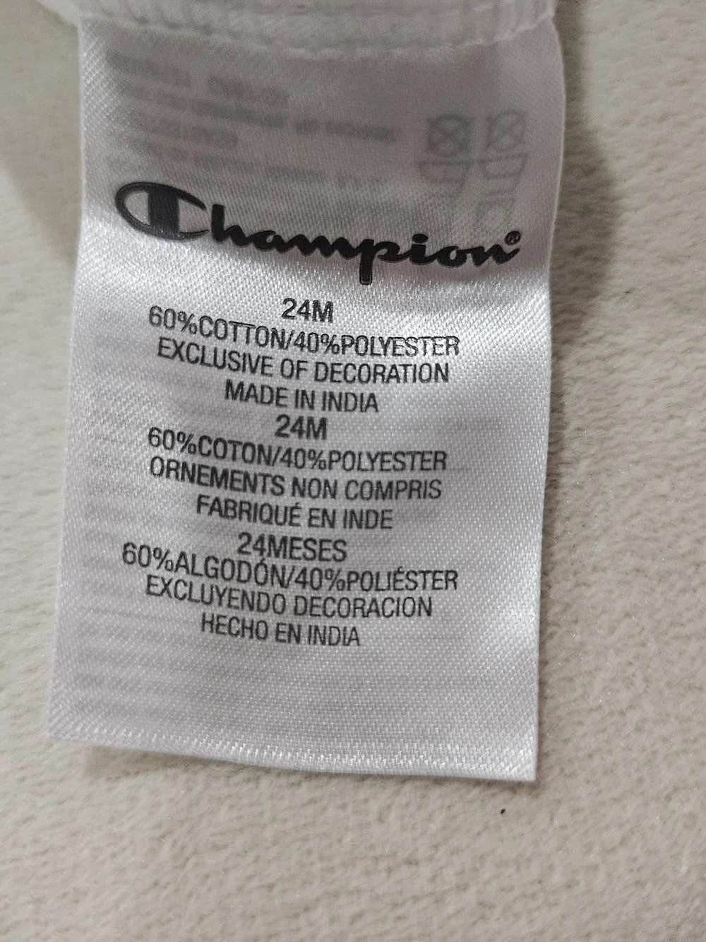 Champion White Bodysuit Baby - 24 Months